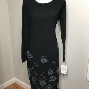 LuLaRoe XL Black/White with Roses Debbie NWTs